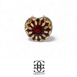 Grace Up Mini Apple Maroon/Silver Clutch