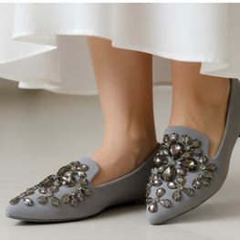 Grace Up flats pump 516 Gray