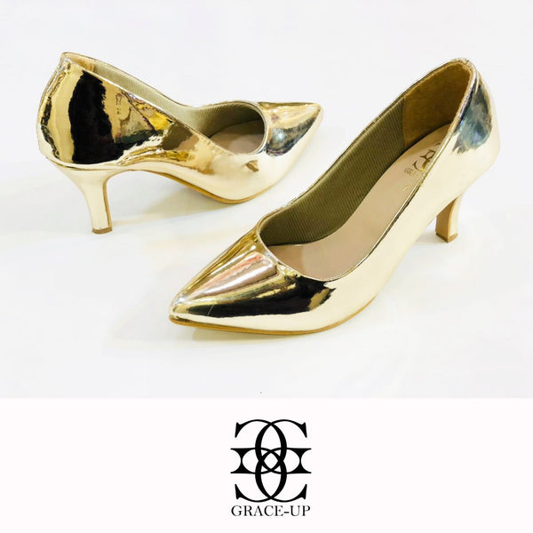 Gold shoes outlet medium heel