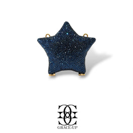Grace Up Mini Rhinestones Star Clutch Blue