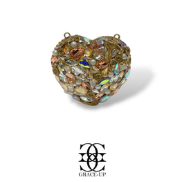Grace Up Mini Heart 4 Peach/Silver Clutch