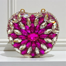 Grace Up Mini Apple Hot Pink/Silver Clutch