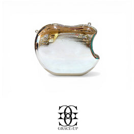 Grace Up Acrylic Apple Clutch Silver