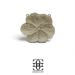 Grace Up Mini Clutch Rhinestone Flower Silver