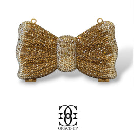 Grace Up Mini Rhinestones Bow 2 Gold