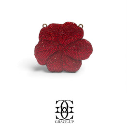 Grace Up Mini Clutch Rhinestone Flower Red