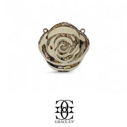 Grace Up Mini Rose Metal Clutch Silver
