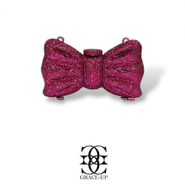 Grace Up Mini Rhinestones Bow Hot Pink