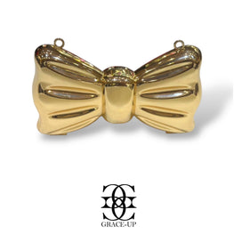 Grace Up Mini Bow Metal Clutch Gold