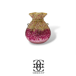 Grace Up Mini Rhinestones Potli Multi Golden /Pink