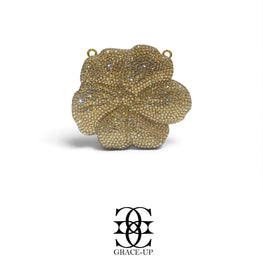Grace Up Mini Clutch Rhinestone Flower Golden