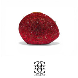 Grace Up Mini Rhinestones Clutch Maroon