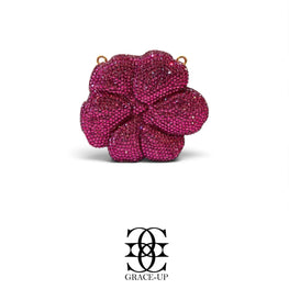 Grace Up Mini Clutch Rhinestone Flower Hot Pink