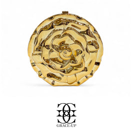 Grace Up Big Flower Clutch Gold