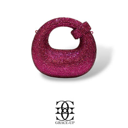 Grace Up Mini Rhinestones Bag Hot Pink