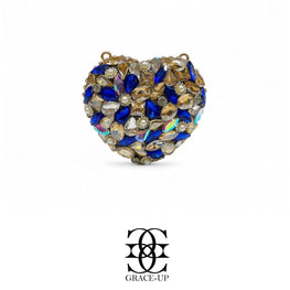 Grace Up Mini Heart 4 Blue/Silver Clutch