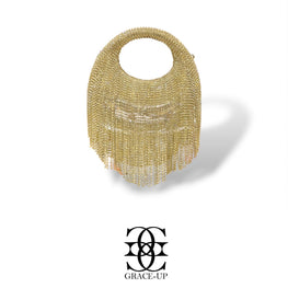 Grace Up Mini Fringe Clutch Silver/Gold