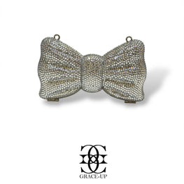 Grace Up Mini Rhinestones Bow Silver