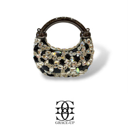 Grace Up Mini Acrylic Big Stones Bag Black/Silver