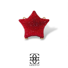 Grace Up Mini Rhinestones Star Clutch Red