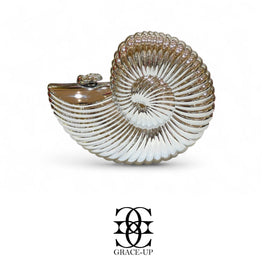 Grace Up Shell Clutch Silver