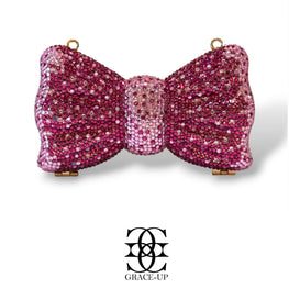 Grace Up Mini Rhinestones Bow 2 Pink