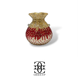 Grace Up Mini Rhinestones Potli Multi Golden/Maroon