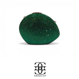 Grace Up Mini Rhinestones Clutch Green