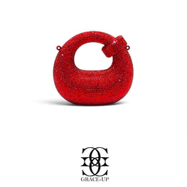 Grace Up Mini Rhinestones Bag Maroon