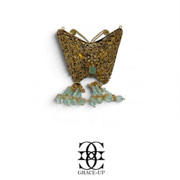 Grace Up Mini Butterfly Mughal Clutch Green/Pista