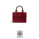 Grace Up Mini Full Rhinestones Metal Bag Maroon