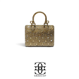 Grace Up Mini Full Rhinestones Metal Bag Gold