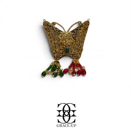 Grace Up Mini Butterfly Mughal Clutch Green/Maroon