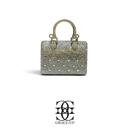 Grace Up Mini Full Rhinestones Metal Bag Silver