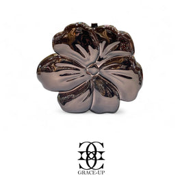 Grace Up Flower Clutch Gray
