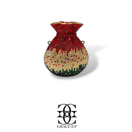 Grace Up Mini Rhinestones Potli Multi Red/Golden