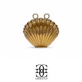 Grace Up Mini Shell Metal Clutch Gold