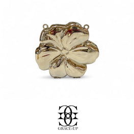 Grace Up Mini Flower Metal Clutch Silver