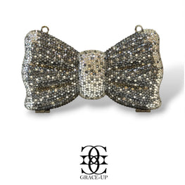 Grace Up Mini Rhinestones Bow 2 Silver