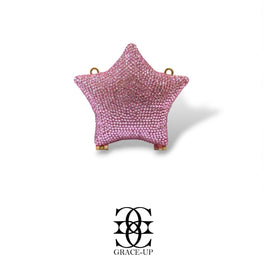 Grace Up Mini Rhinestones Star Clutch Pink