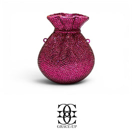 Grace Up Mini Rhinestones Potli Hot Pink