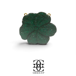 Grace Up Mini Clutch Rhinestone Flower Green