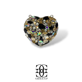 Grace Up Mini Heart 4 Black/Silver Clutch