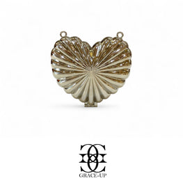 Grace Up Mini Heart Metal Clutch Silver