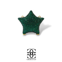 Grace Up Mini Rhinestones Star Clutch Green