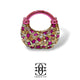 Grace Up Mini Acrylic Big Stones Bag Hot Pink/Silver