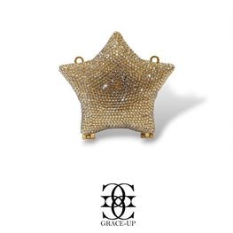 Grace Up Mini Rhinestones Star Clutch Gold
