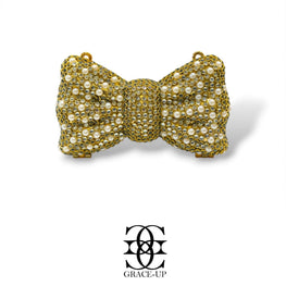 Grace Up Mini Kundan Bow and Clutch Gold/Pearl