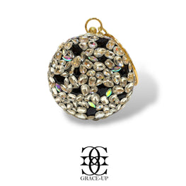 Grace Up Clutch Round 3 Black/Silver