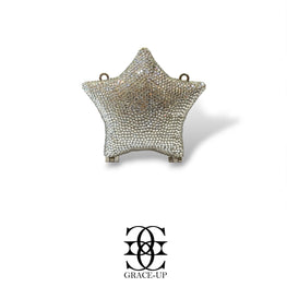 Grace Up Mini Rhinestones Star Clutch Silver